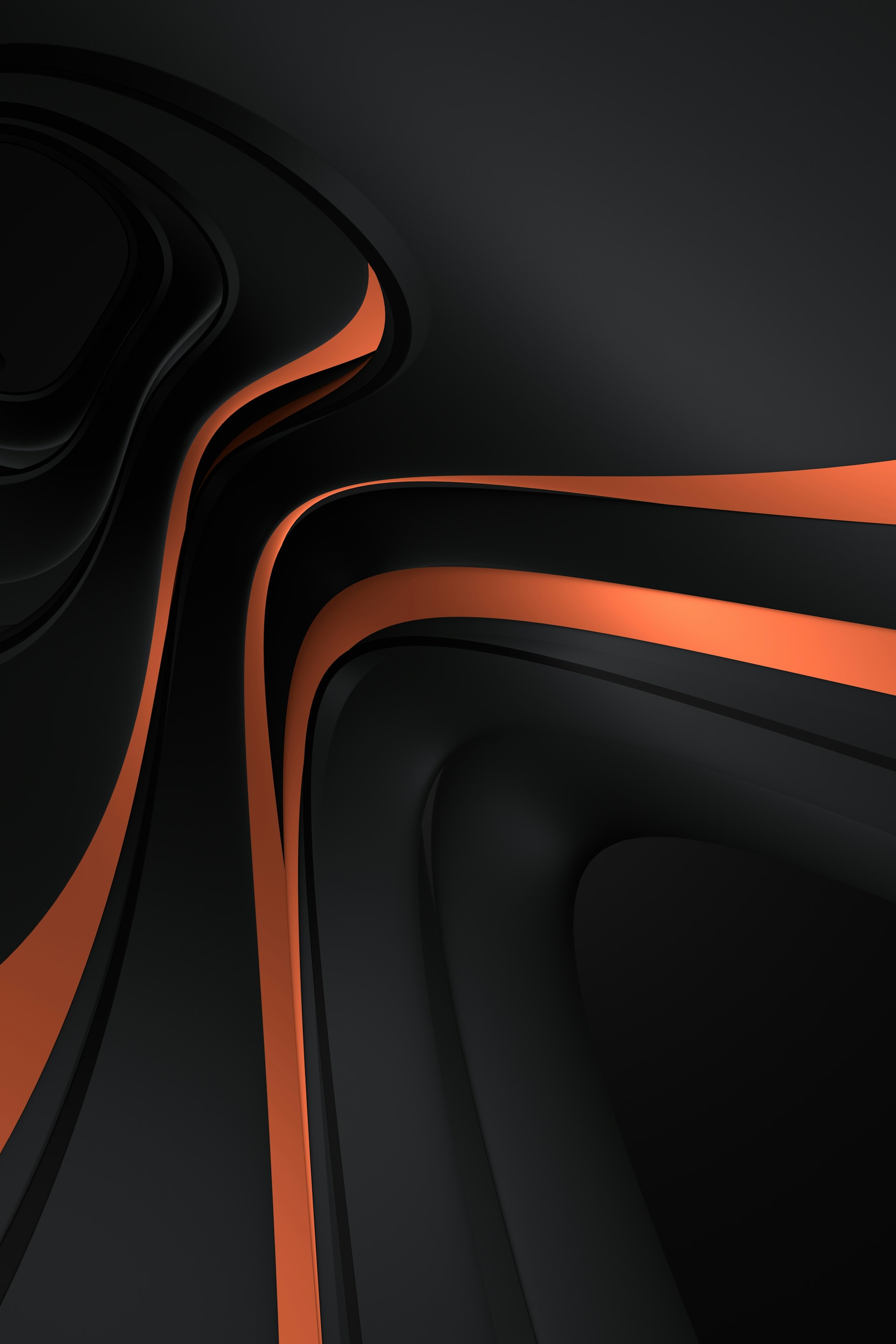 Abstract orange and black flowing waves