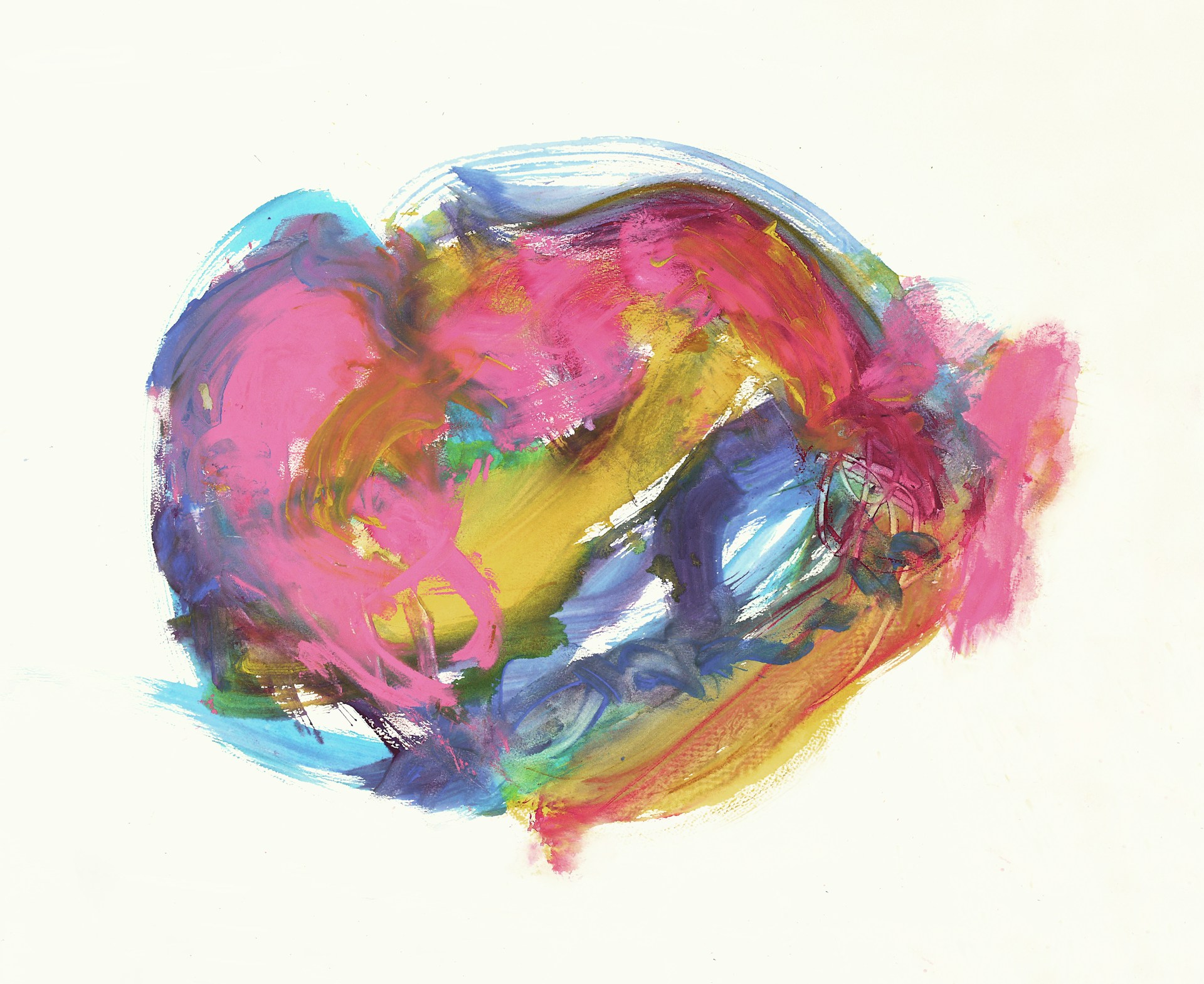 Colorful abstract paint artwork on a light background
