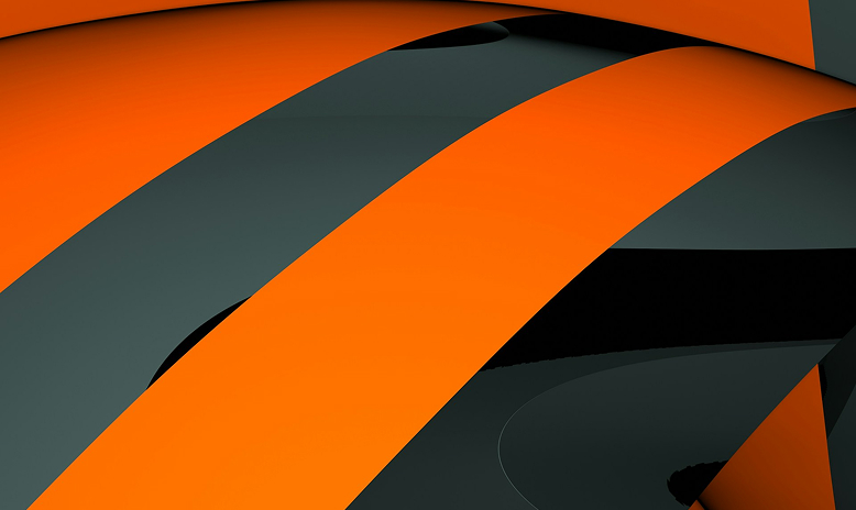Orange and dark abstract ribbon shapes