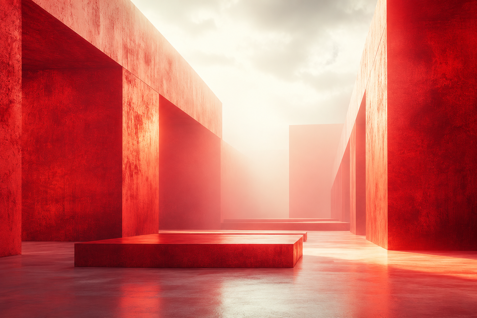 NEWTech – modern architectural interior bathed in red light